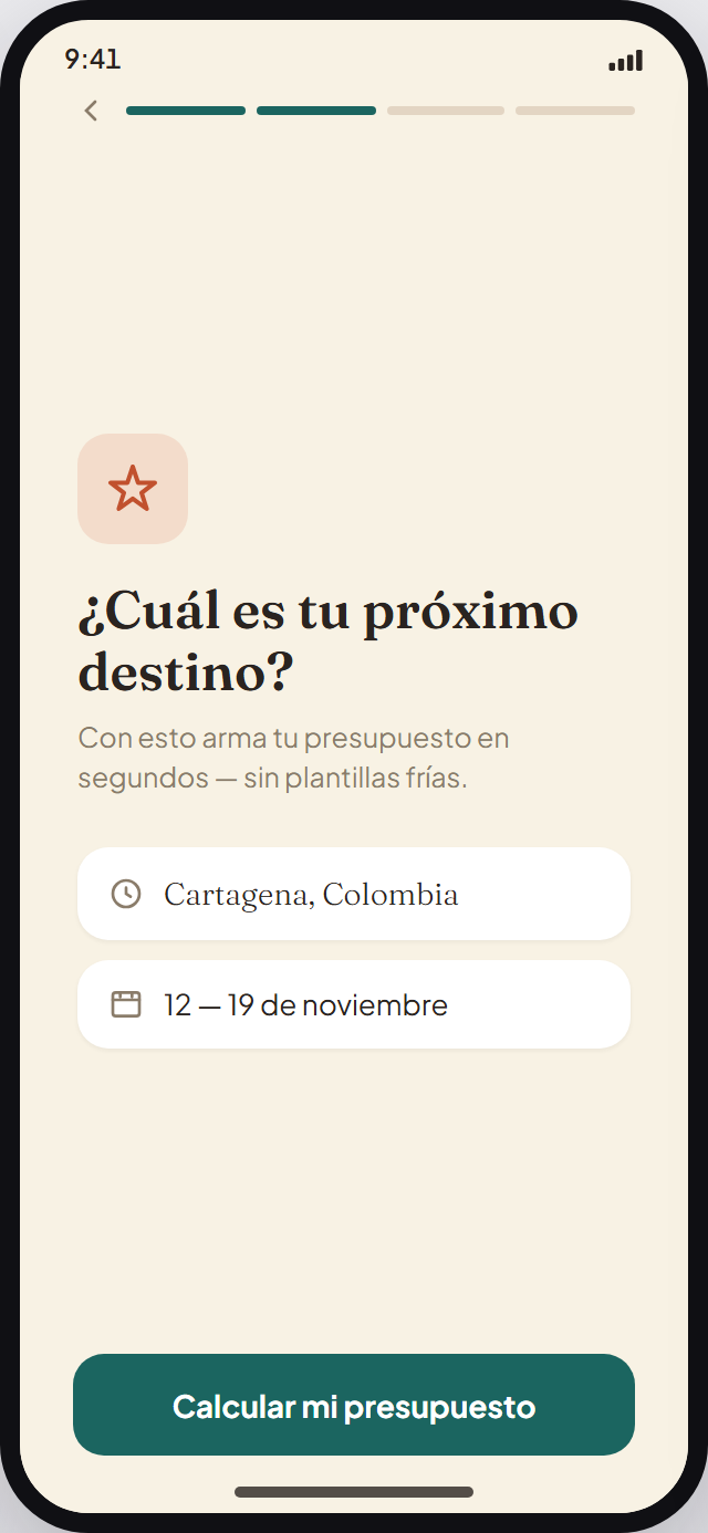 Arma tu presupuesto en 60 segundos