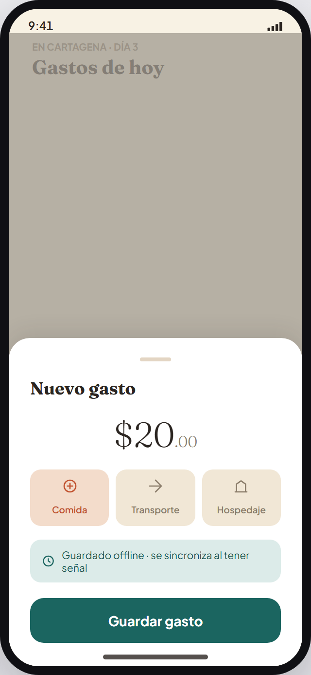 Registra un gasto en 3 segundos, incluso offline